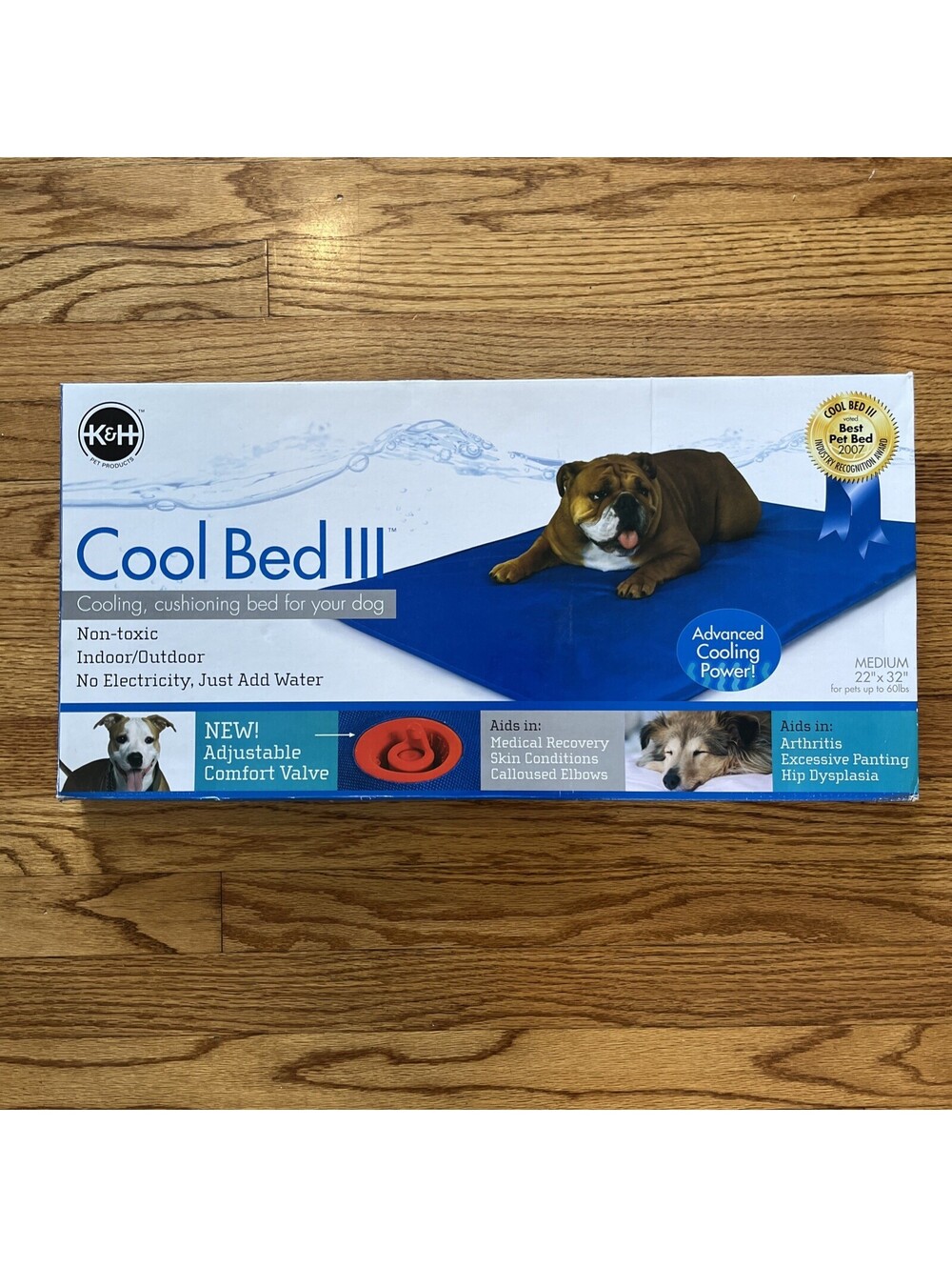 K&H Pet Products Cool Bed III Cooling Dog Bed Large Blue 22” X 32”